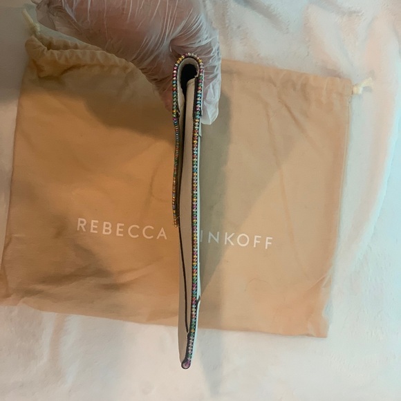 Rebecca Minkoff White Leather with colorful zipper detail Leo Clutch w/Dust Bag! - Picture 8 of 11
